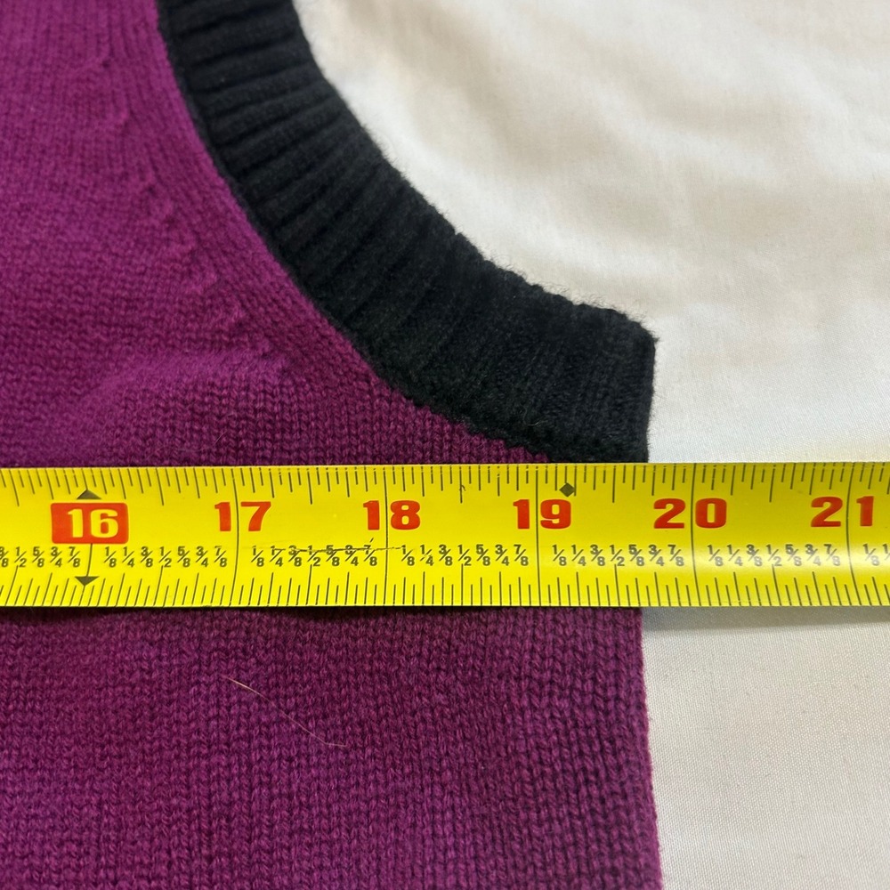 Akris Punto Wool Cashmere Sweater Vest Plum Purple Black Trim Sleeveless Knit - Picture 4 of 8